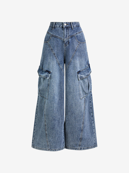 Slant Line Split Design Boyfriend Jeans