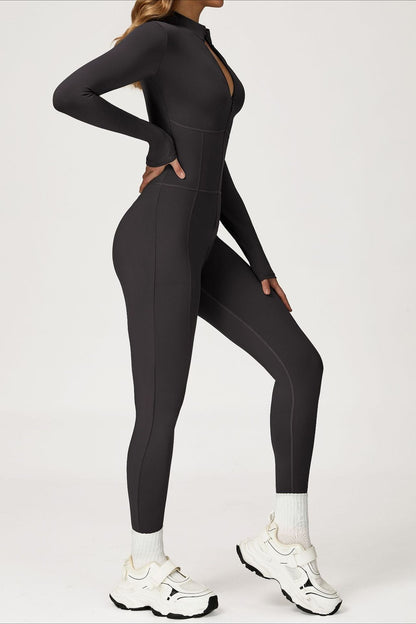 Fleece Lined Slim Thermal Yoga Workout Jumpsuit