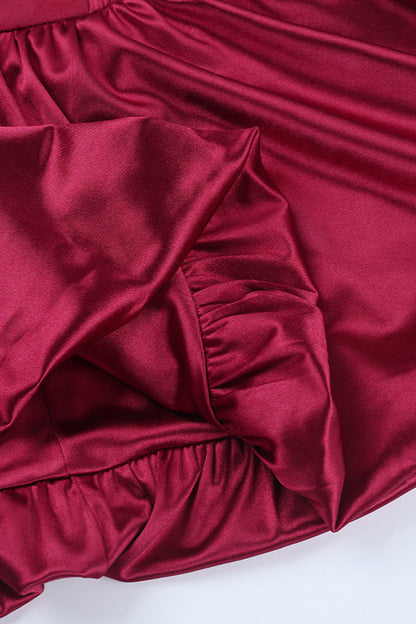 Sexy Satin Patchwork Waist-Cinched Tulip Hem Party Dress