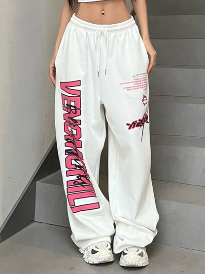 Contrast Color Print Loose Sweatpants