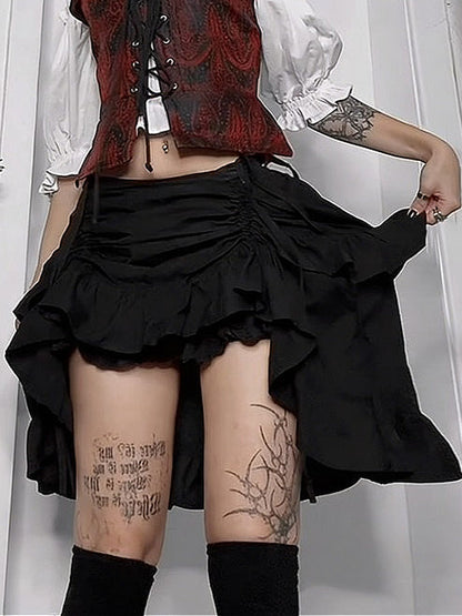 Gothic Style Irregular Midi Skirt