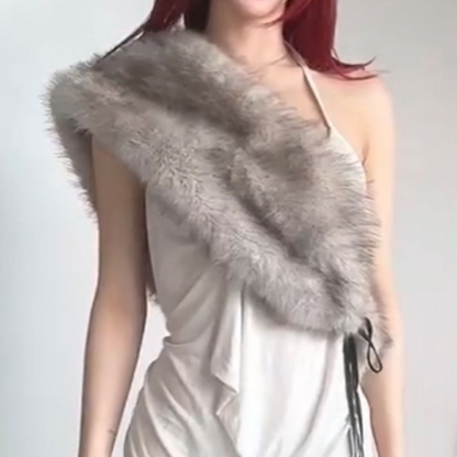 Fluffy irregular self tie shrug top  | Festival Outfits Women