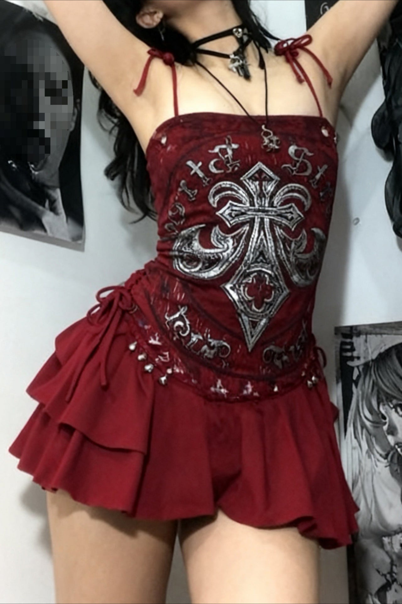 Slim Punk Printed Cami Mini Dress