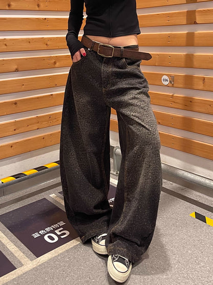 Gradient Leopard Print Boyfriend Jeans