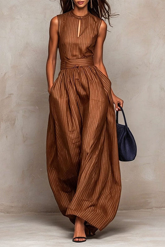Hermanus Sleeveless Striped Wide Leg Jumpsuit