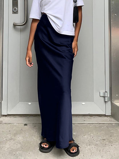 French Satin Drape Skirt