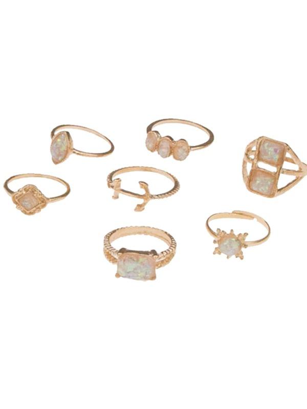 7pcs Gemstone Decor Ring for Women