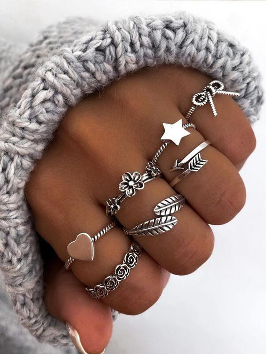 7pcs Star & Bow Decor Ring for Women
