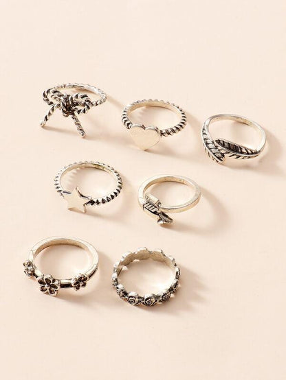 7pcs Star & Bow Decor Ring for Women