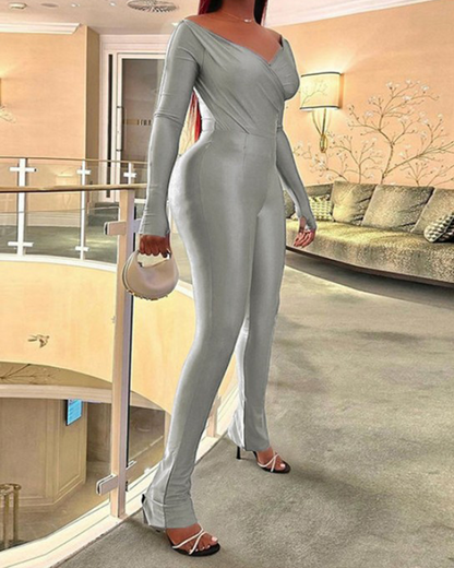 V-Neck Trousers Casual Suit
