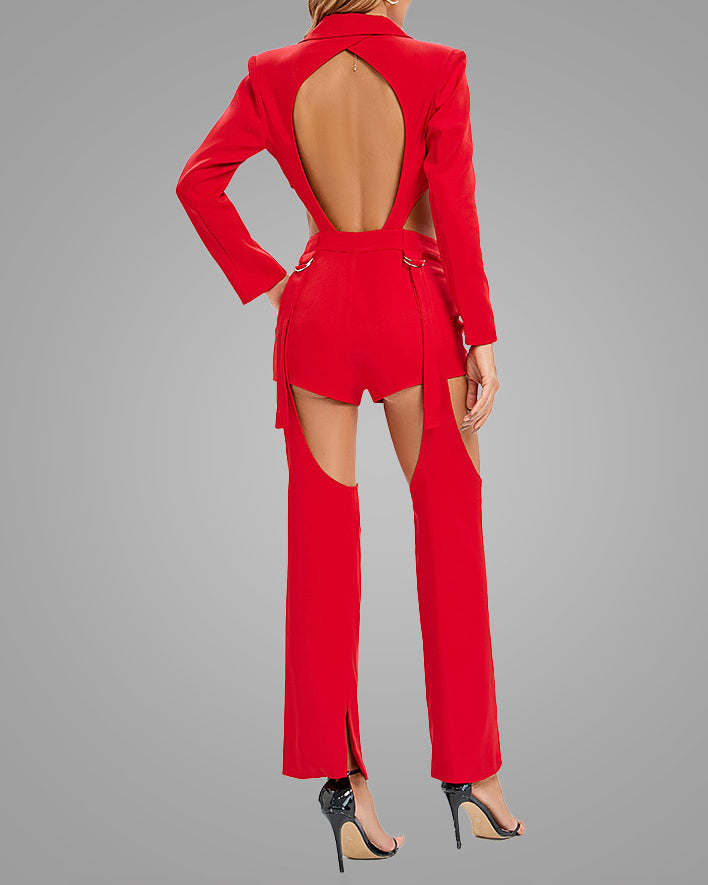 Hollow Casual Suit High Waist Shorts Adjustable Trousers 3 Piece Set