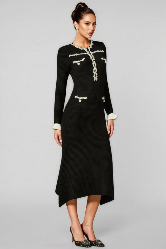 Jamie Trim Pearl Knit Midi Dress