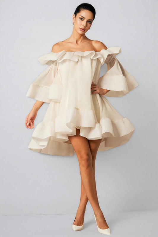 Verna Off Shoulder Ruffle Mini Dress