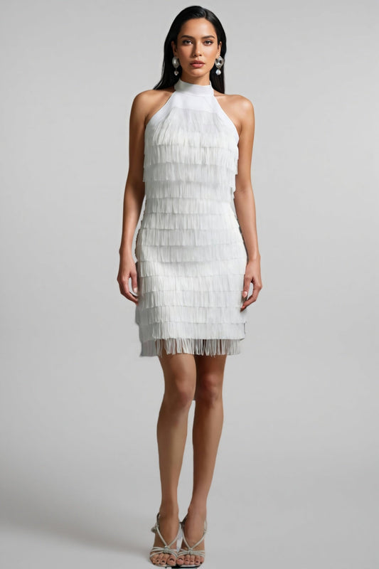Ralphas White Fringe Mini Dress