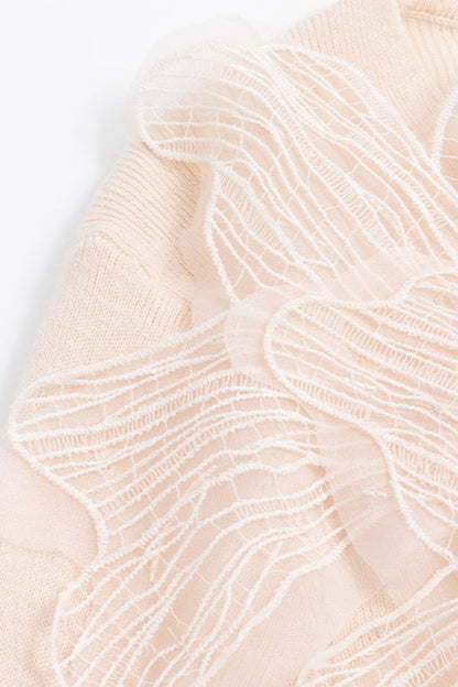 Feather Lace Detail Knit Top