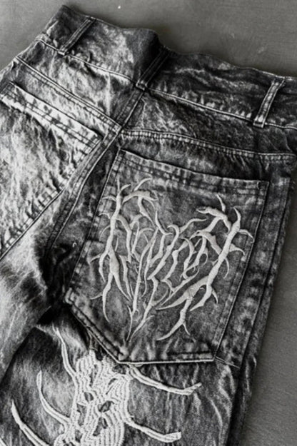 Harajuku Gothic Centipede Embroidery Pants