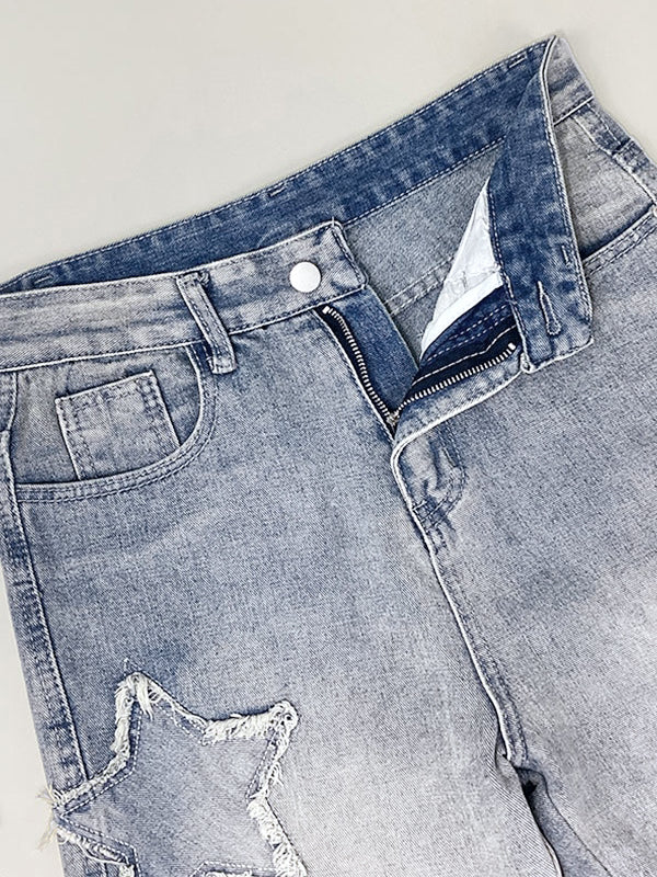 Distressed Star Patch Boyfriend Jeans