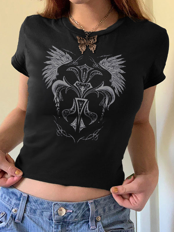 Vintage Wings Cross Hand Printed Tee