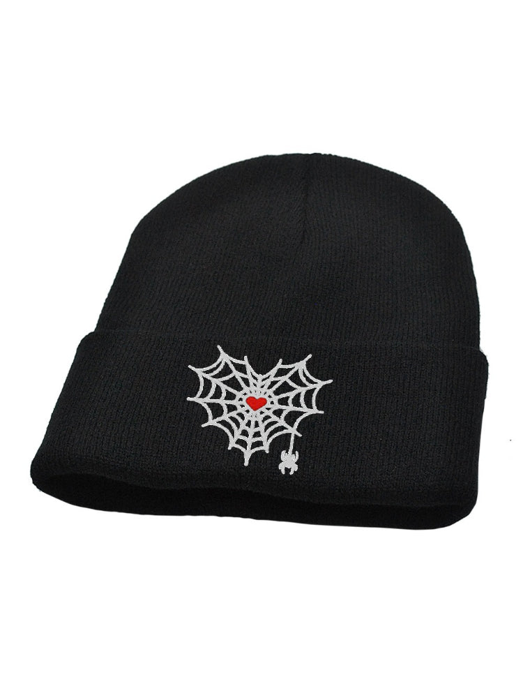 Gothic Spider Web Heart Knit Hat