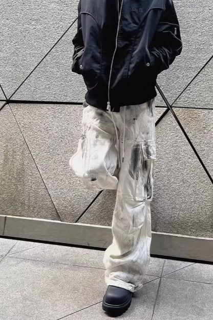 White Tie Dye Floor Length Pants