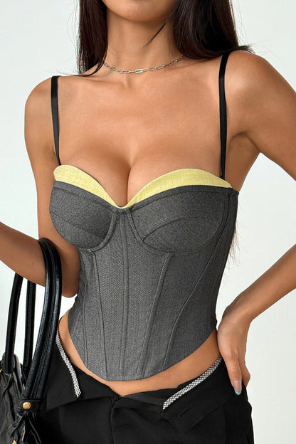 Paneled Corset Lace Up Chic Cotton Tank Top