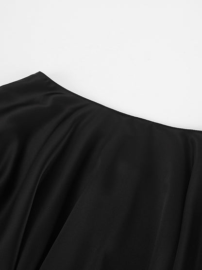 Satin Pleated A-line Mini Skirt
