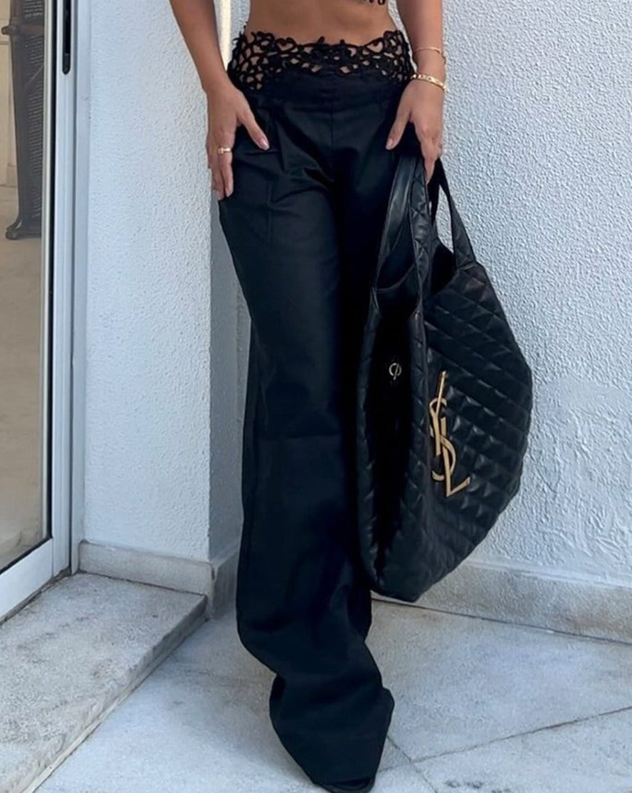 Plain Lace Patchwork Bikini And Skirt