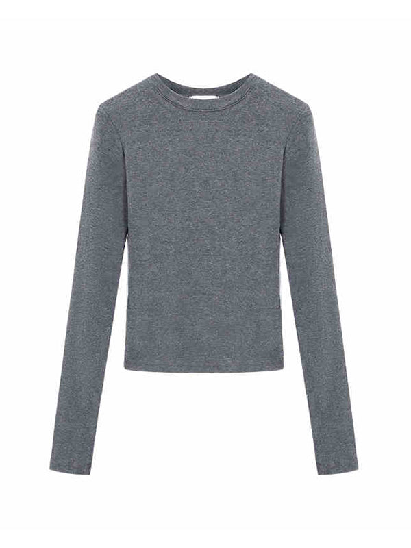 Round Neck Straight Shoulder Long Sleeve T Shirt