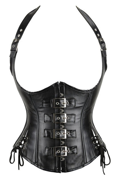 Holographic Halter PU Waist Corset