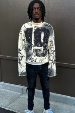 Hip-hop Number Print Y2K Hoodie