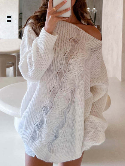 Cutout Baggy Knit Sweater