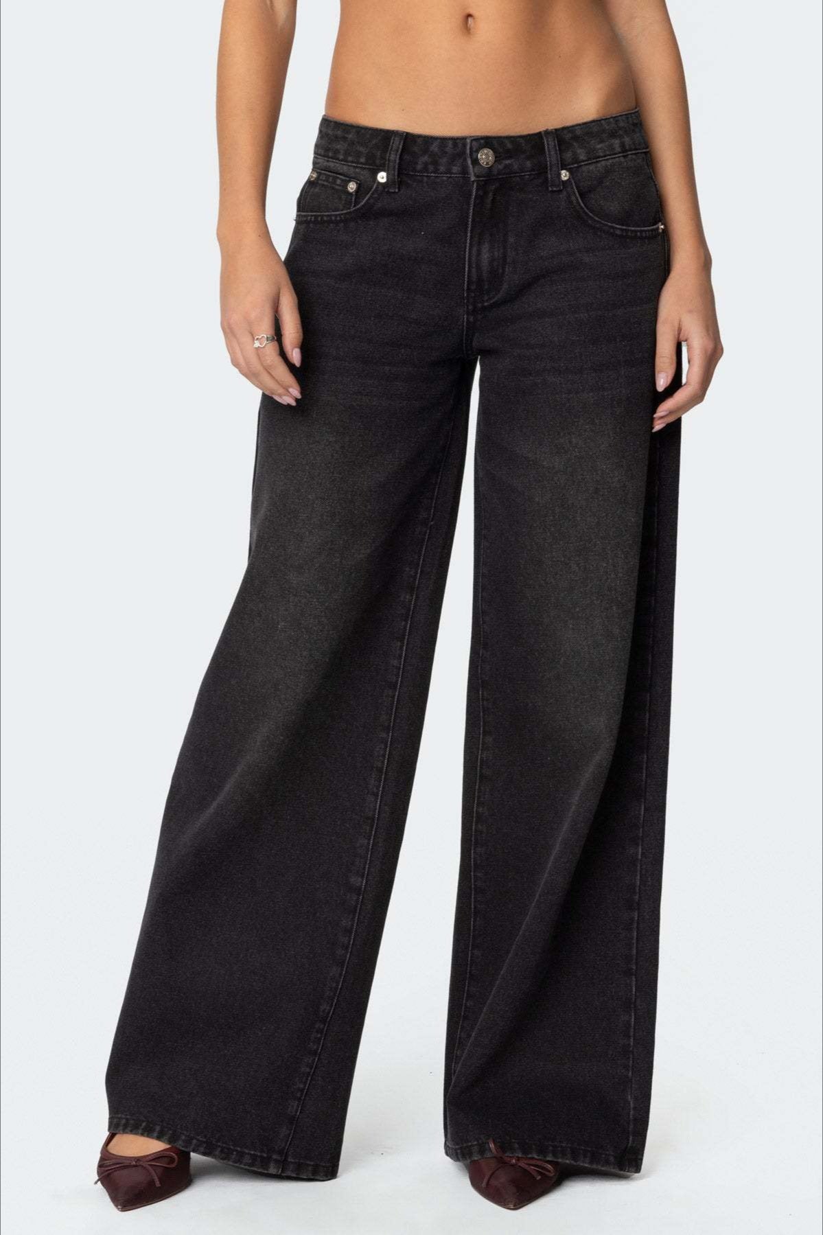Loose Wide Leg Fashion Printed Denim Jeans