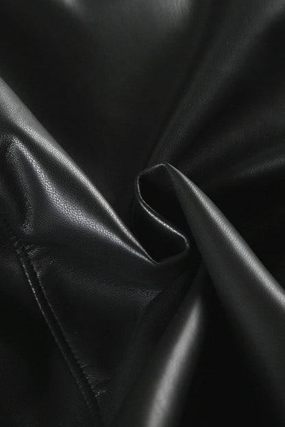 Fur Collar Panel Leather Jacket