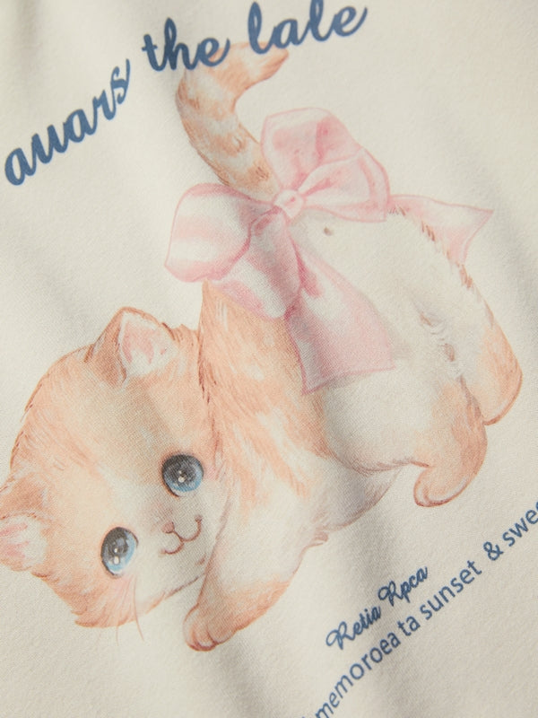 Kitten Print Raglan Long Sleeve Tee