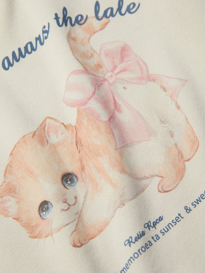 Kitten Print Raglan Long Sleeve Tee