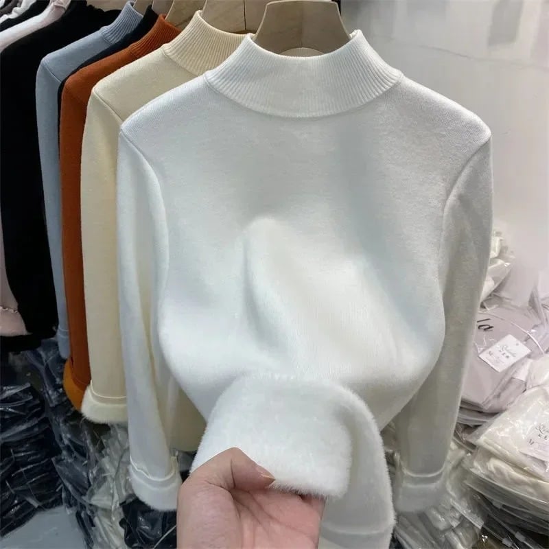 Jersey de cuello alto para mujer con forro polar | Ideal para otoño/invierno