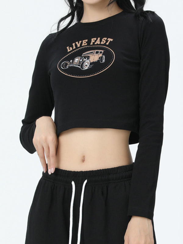 Lettering Printed Long Sleeve Tee