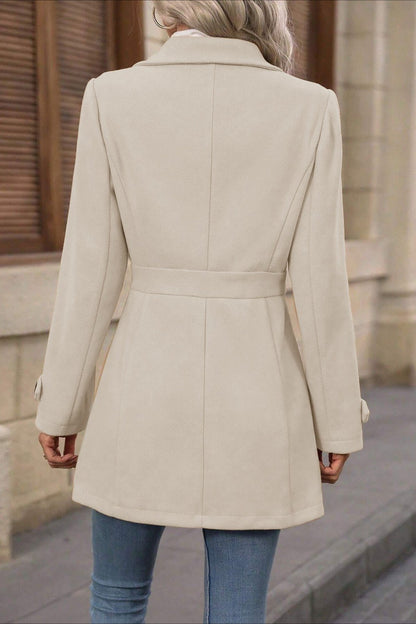 Midi Wool Blend Belted Notch Lapel Coat