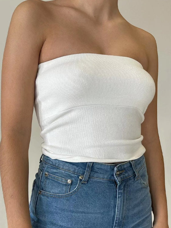 Solid Color Slim Bandeau Top