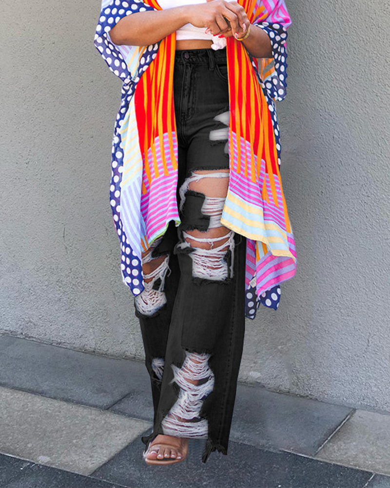 Straight-Leg Ripped Jeans