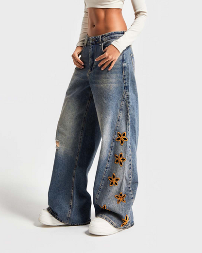 Embellished High-Waist Jeans