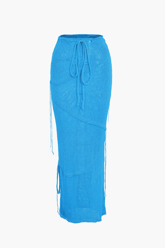 Solid Color Vintage Crochet Backless Tube Top and Split Skirt Set