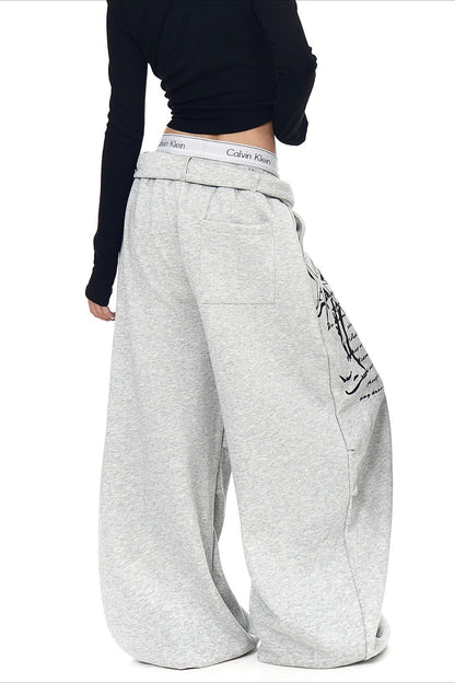 Punk Gradient Cross Fleece Wide Pants