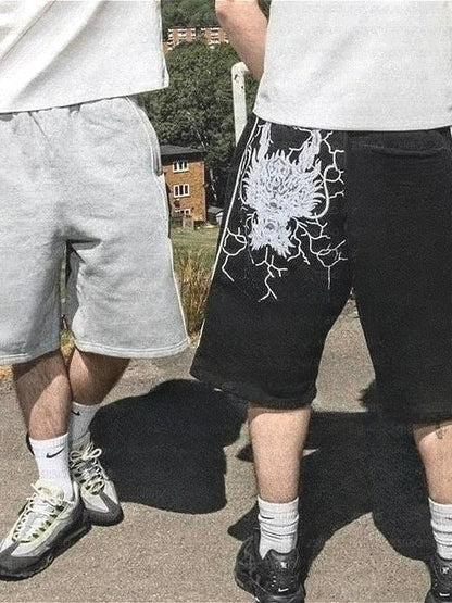 Vintage Y2K Dragon Embroidery Sporty Shorts