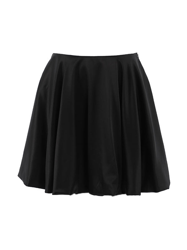 Satin Pleated A-line Mini Skirt