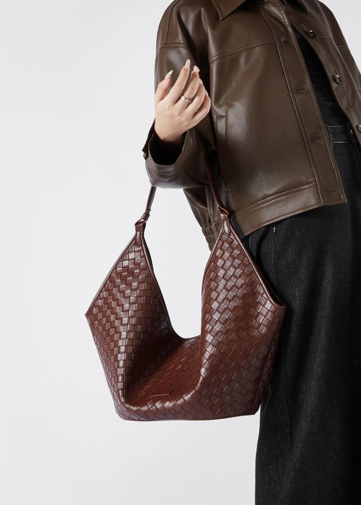 Woven Leather Shoulder Hobo Bag – Soft Cowhide Handbag for Women