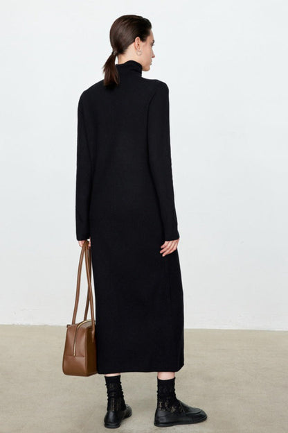 High Neck Flocked Slouchy Knit Dress