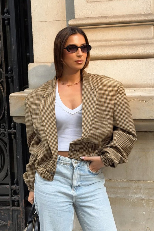 Vintage Plaid Cropped Coat