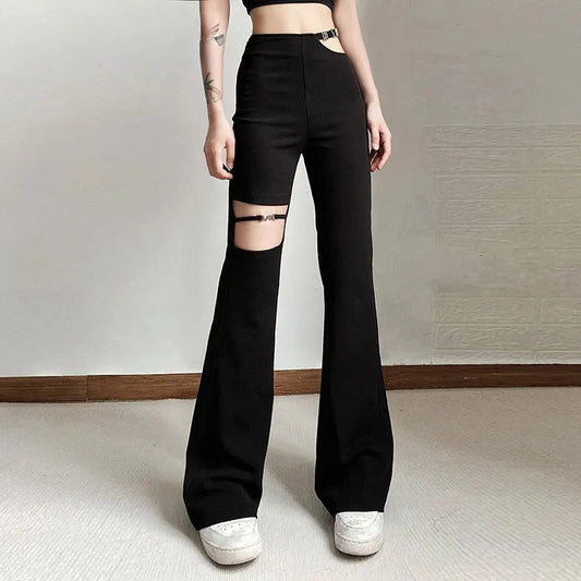 Black Utility Belt Cargo Pants
