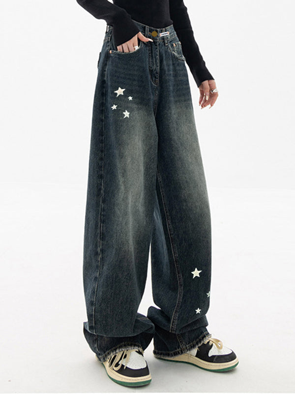 Star Print Baggy Boyfriend Jeans